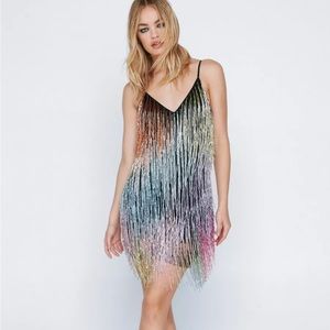 NASTY GAL Multi Tassle Beaded Strappy Mini Dress - PERFECT FOR TSWIFT ERAS TOUR
